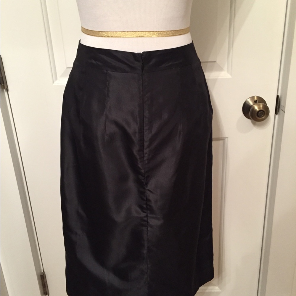 MEGAN PARK SKIRT PENCIL BLACK SILK BEADS WRAP LOOK SIZE 0 - Picture 6 of 10